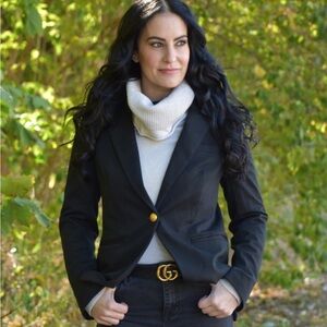 Express Black Women's Blazer with Gold Navy Buttons
